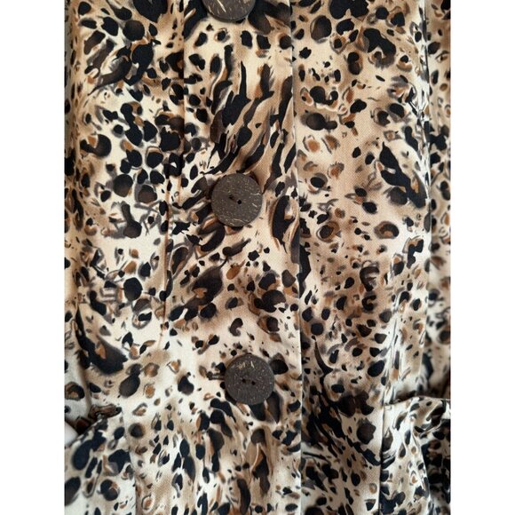 Chaus Women Animal Print Blazer 16W Brown Single Breast Cotton Blend Exotic - Picture 4 of 11